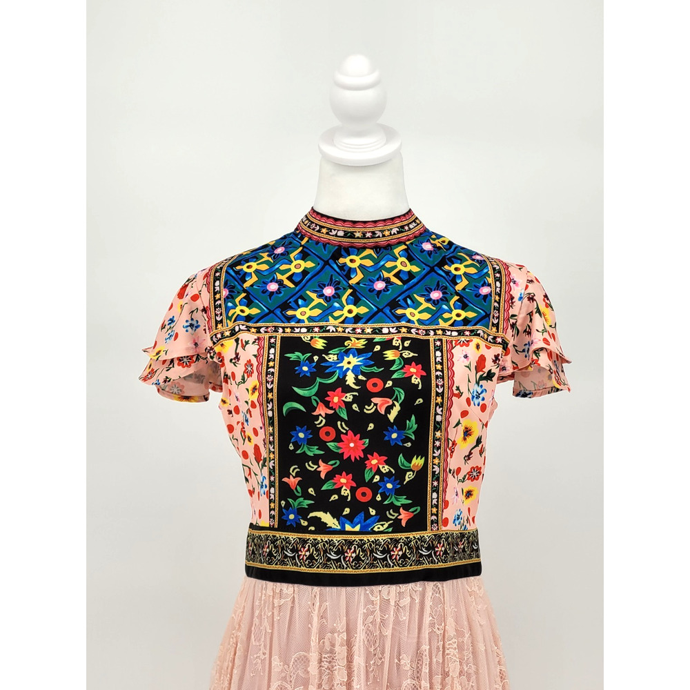 Vicky and Lucas Boho Multicolor Maxi Tiered Dress Size S Prairie Artsy Eclectic - Picture 3 of 11
